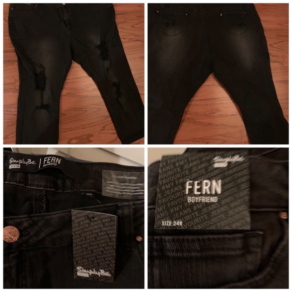 Black distressed boyfriend jeans by Simply Be NWT - Picture 1 of 6